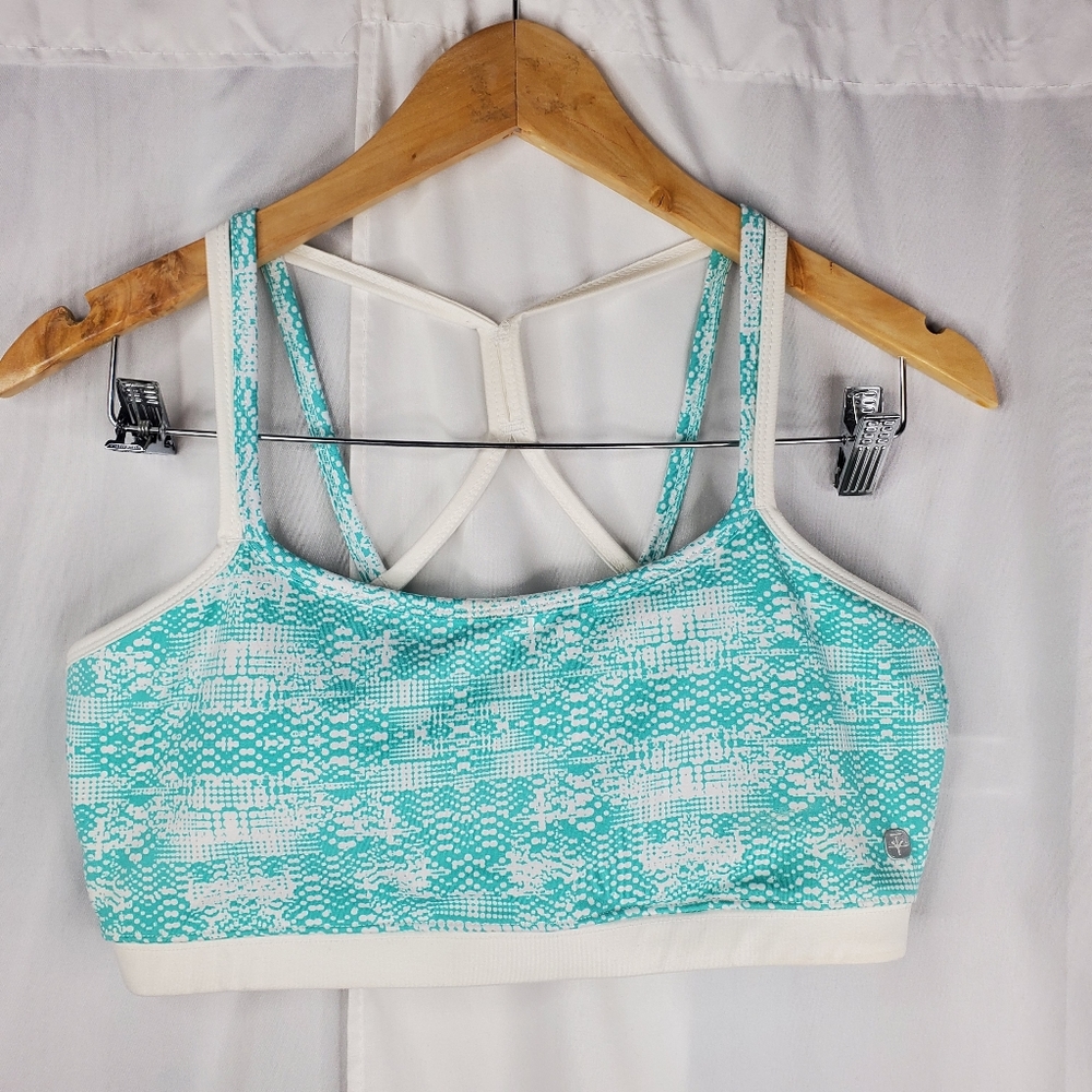 ☆ Soybu 2 Piece Workout Skort Two Piece Set Teal and White Size Large